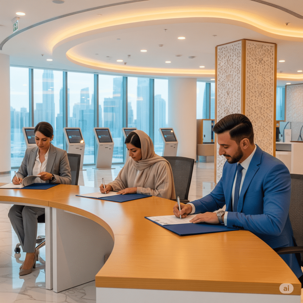 Entrepreneur registering a business in Dubai with official trade license documents