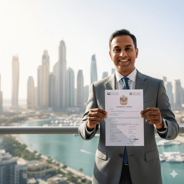 Investor enjoying benefits of Free Zone company setup in Dubai.
