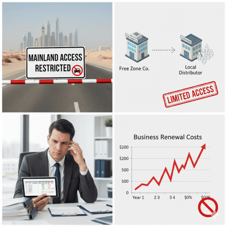 Free Zone companies restricted from trading directly in Dubai mainland.