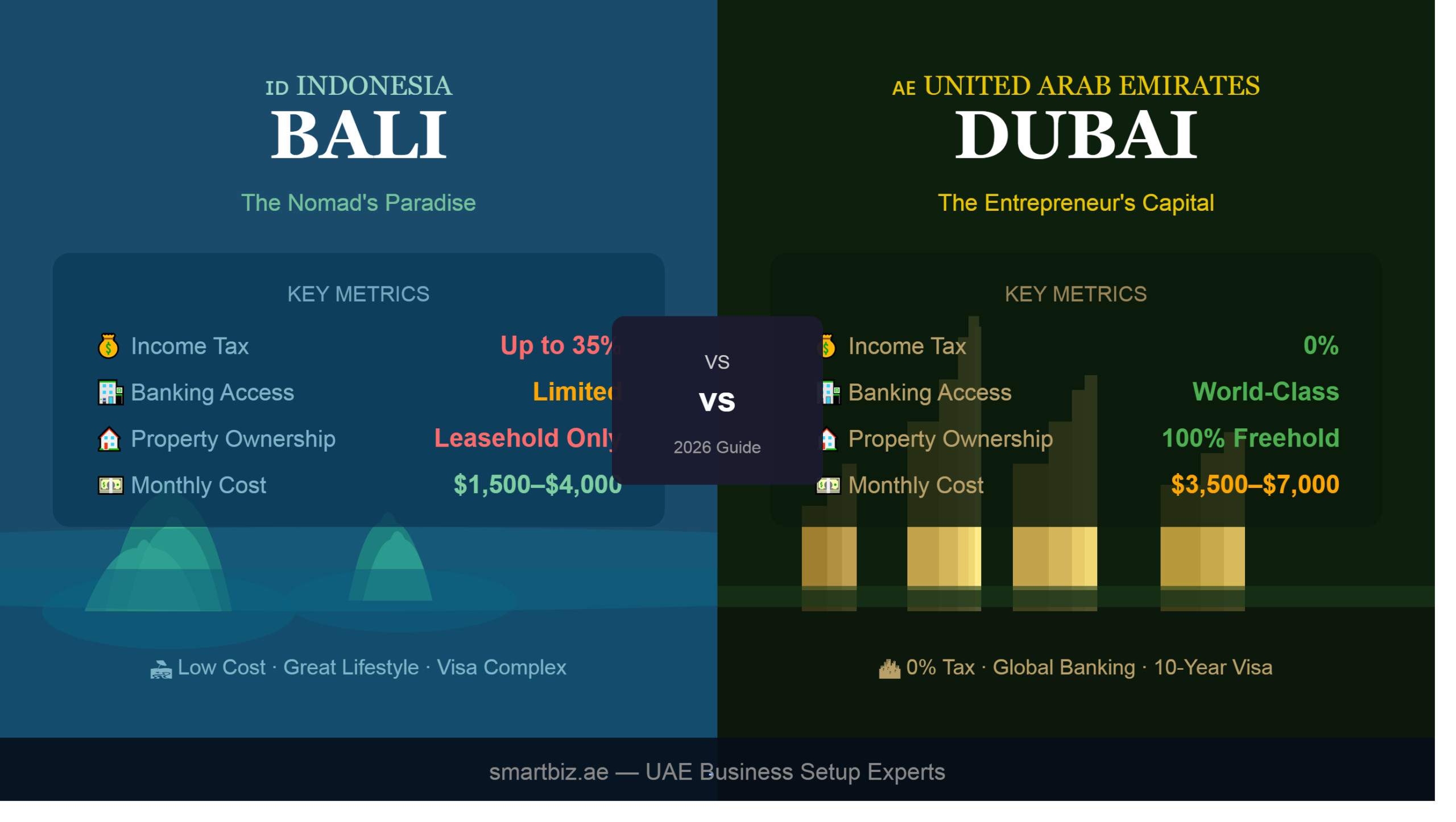 Bali vs Dubai for Entrepreneurs Which Is the Better Business Hub in 2026
