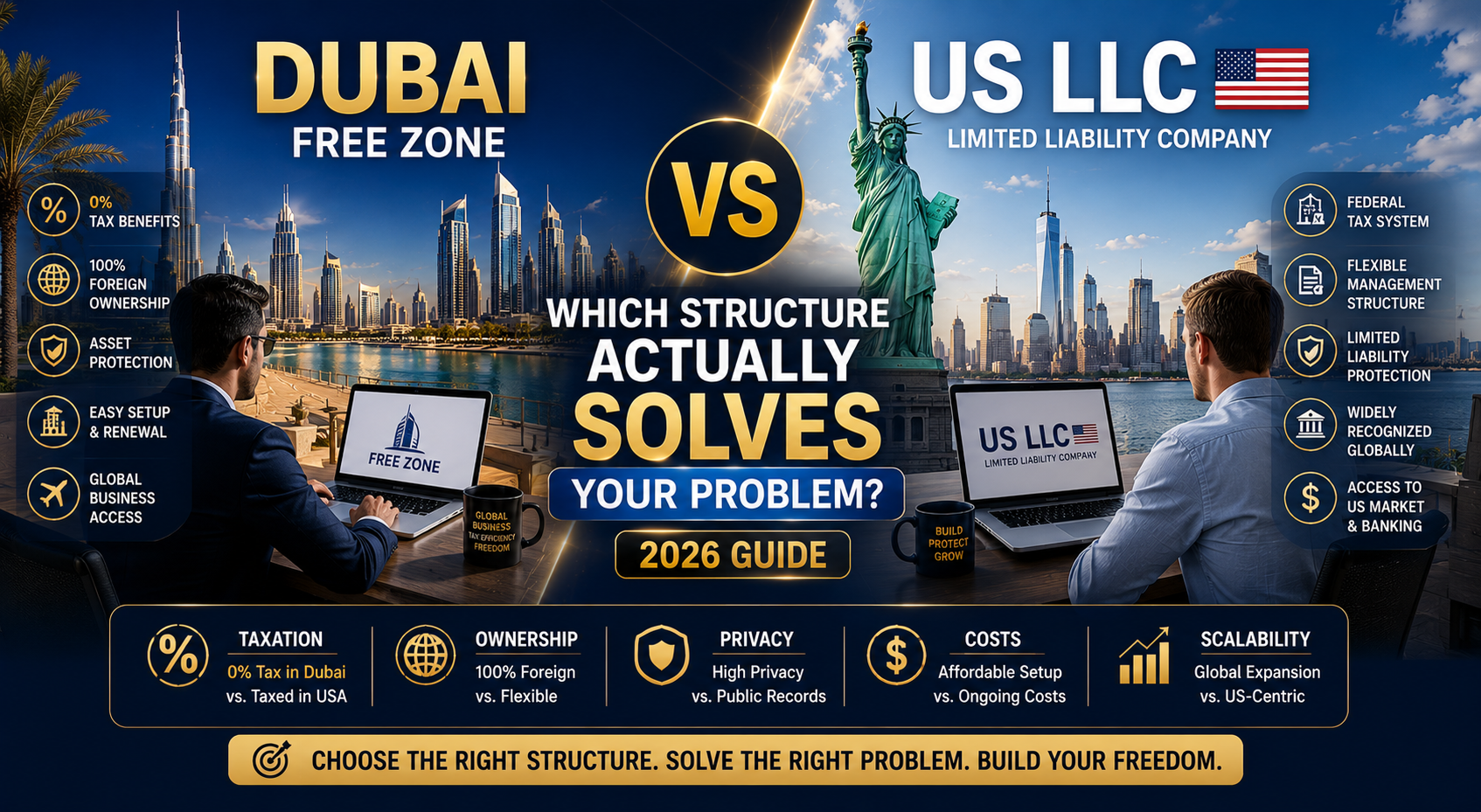 Dubai Free Zone vs US LLC Which Structure Actually Solves Your Problem (2026 Guide)
