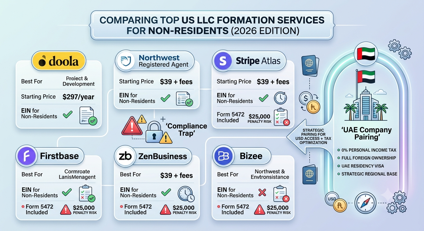 Top US LLC Formation Services for Non-Residents in 2026