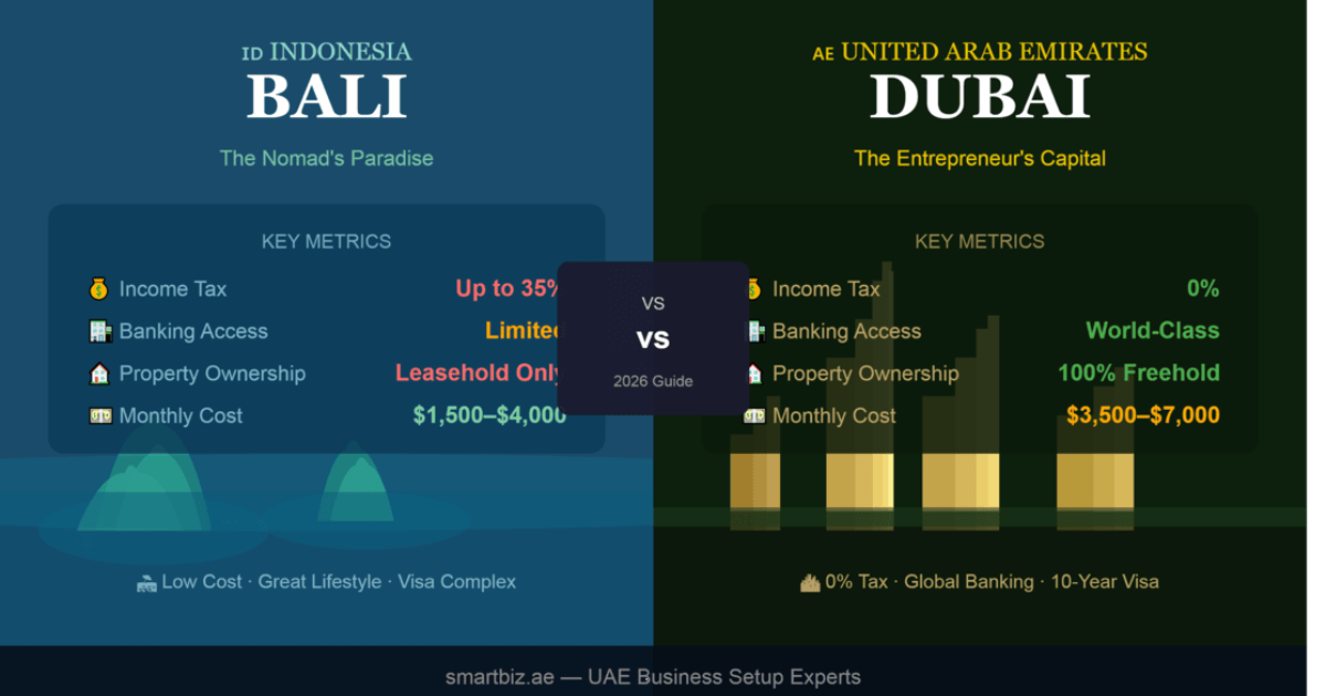 Bali vs Dubai for Entrepreneurs: Which Is the Better Business Hub in 2026
